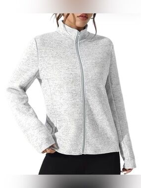 NWB Full Zip Heather Gray Jacket. Mock Neck. Long Sleeve. Women’s Large